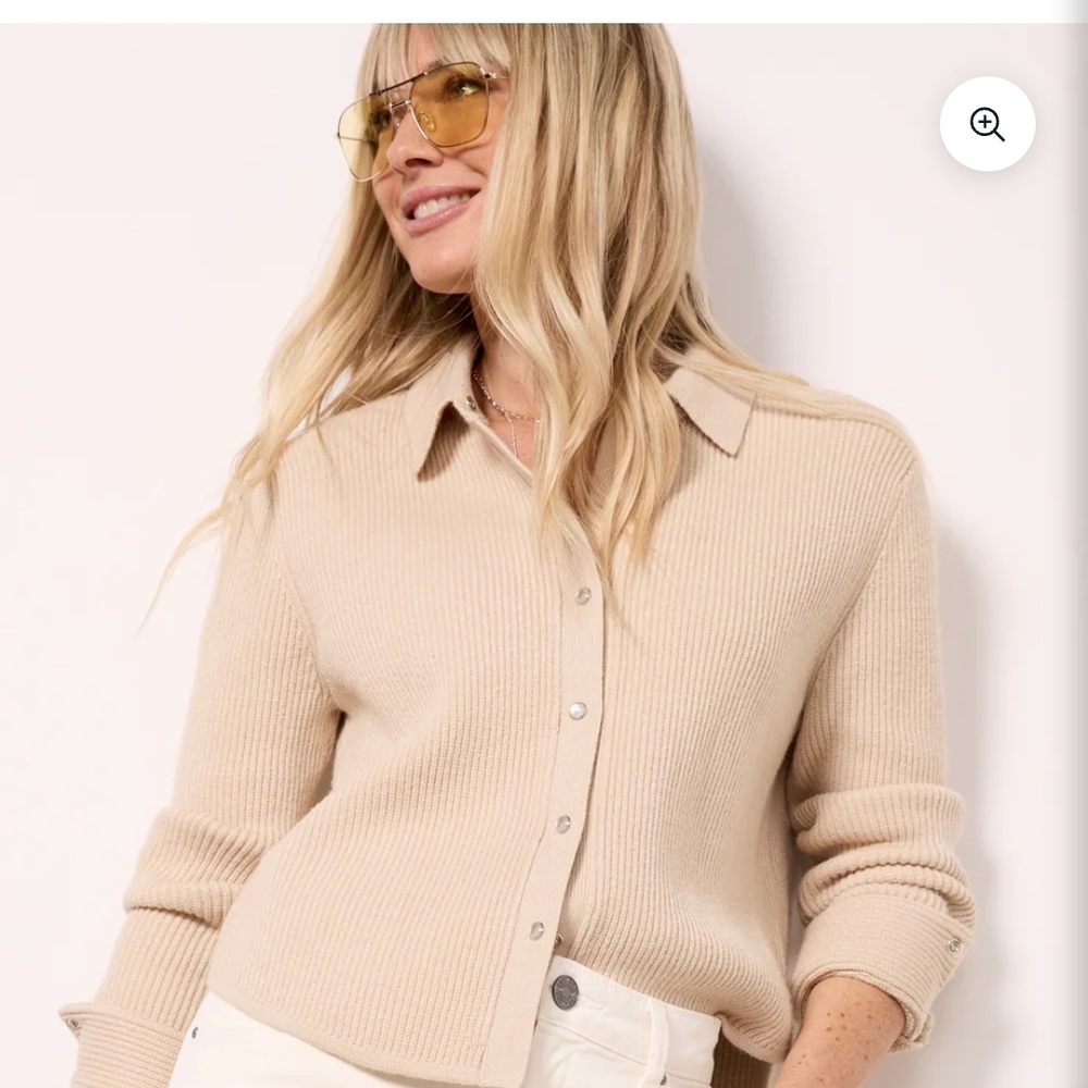 Evereve Tan Ribbed Cardigan Sweater